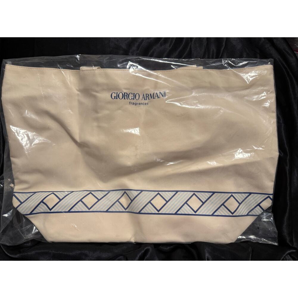 Giorgio Armani Island oversized canvas beach bag 20” x 13” NIP